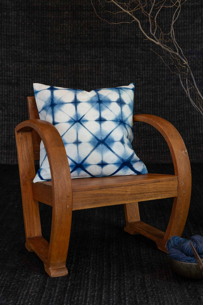 Indigo Shibori Cushion - Flower