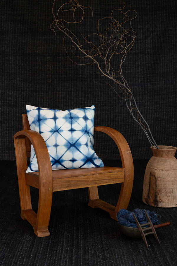 Indigo Shibori Cushion - Flower