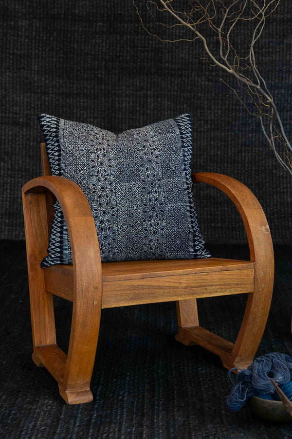 Hmong Batik Indigo Cushion - Star