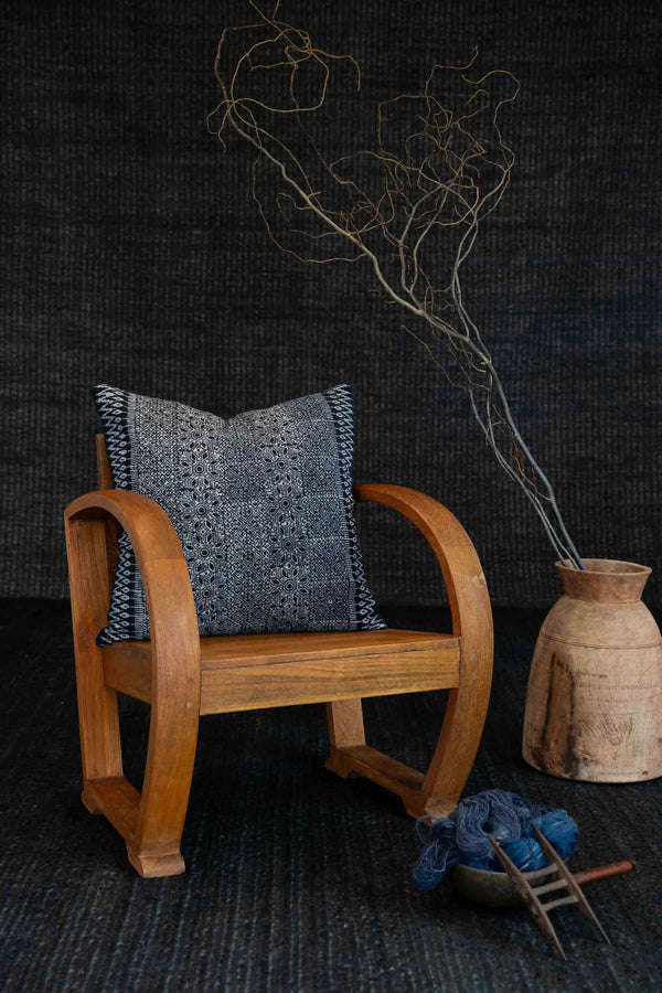 Hmong Batik Indigo Cushion - Star