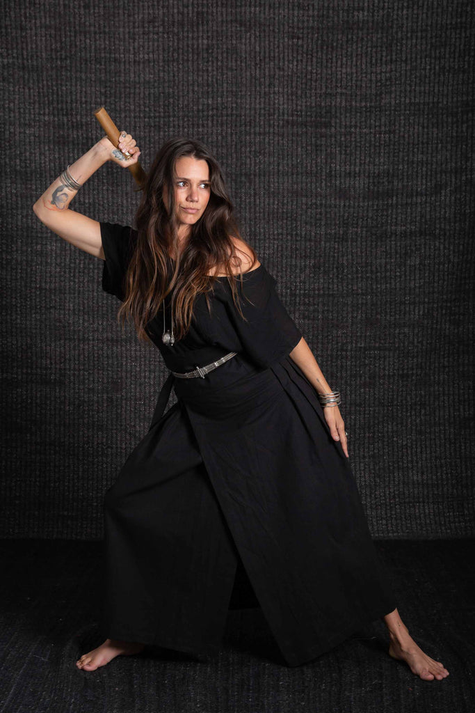 Kashi Samurai Skirt Organic Cotton Hemp Black