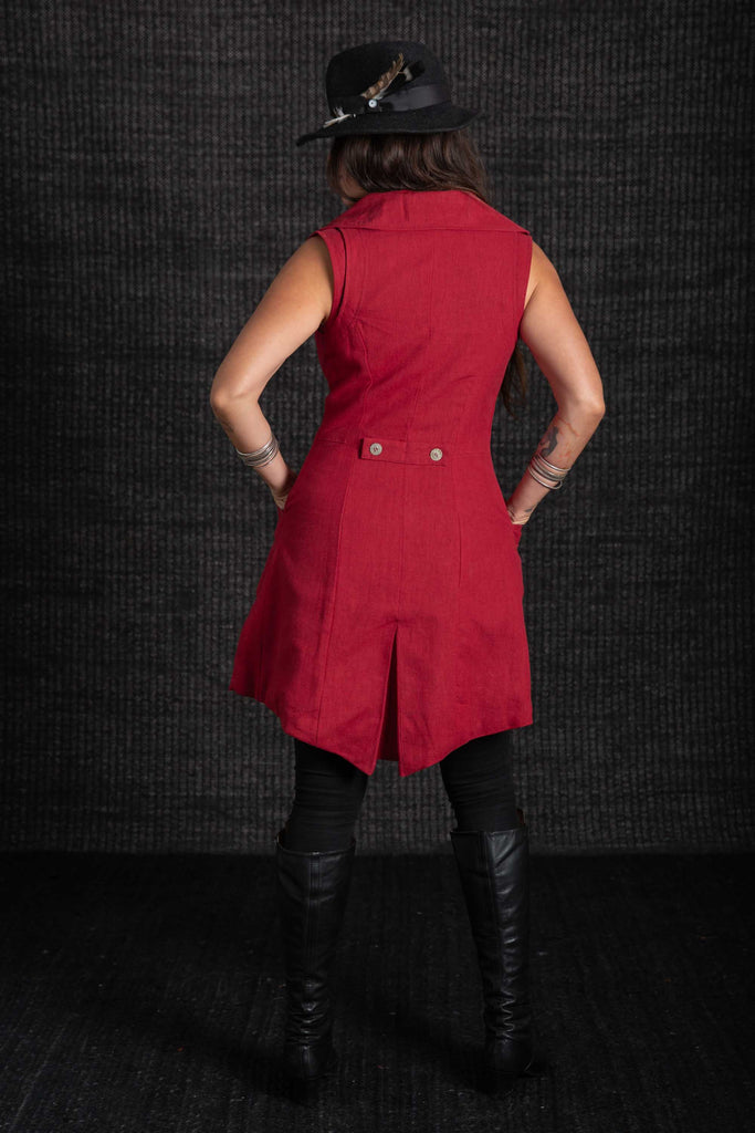 Kashi Womens Hemp Pirate Vest Red