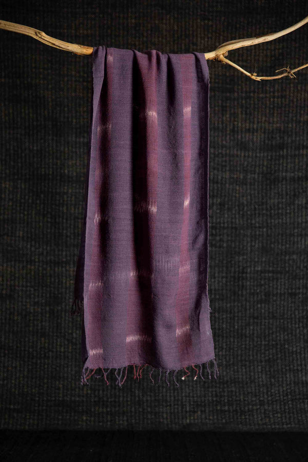 Cotton Scarf Aubergine Stripe