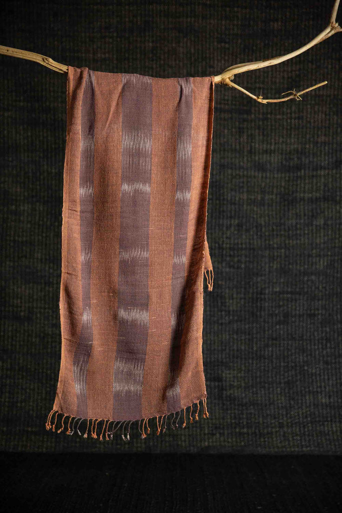 Cotton Scarf Mocha Chestnut Stripe