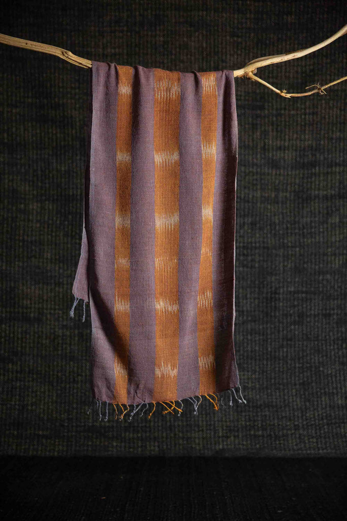 Cotton Scarf Pecan & Russet Stripe