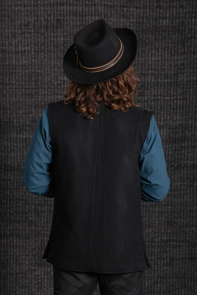 Shikara Three Button Wool Vest Black