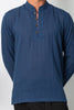 kashi nehru collar long sleeve shirt Baltic blue
